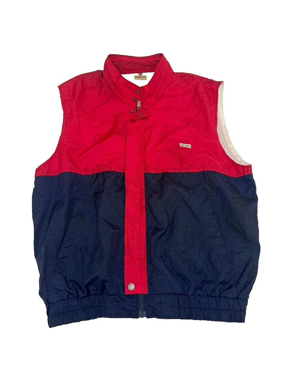Descente Vintage Ski Vest Mens XL Black Full Zip Retro Red Blue 90s Y2K
